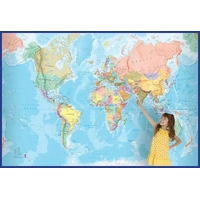 Hema World Map Mural - Europe Centred - 2320 x 1580 mm (2 Panels)