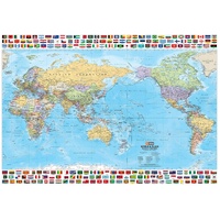 Hema World & Flags Wall Map - Large 1000 x 700 mm - Laminated Paper