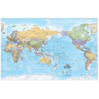 Hema World Political Pacific Centred Wall Map - Supermap 1520 x 990 mm - Laminated