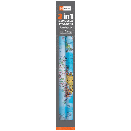 Hema 2-in-1 Twin Pack - Australia and World & Flags Laminated Wall Maps
