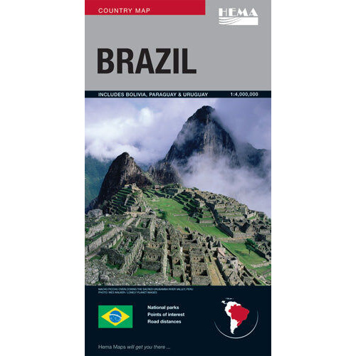 Hema Brazil Deluxe Map - incl. Bolivia, Paraguay & Uruguay (2nd Edition)