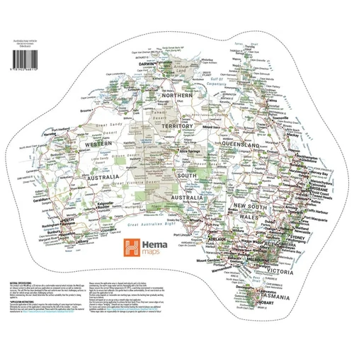 Hema Map of Australia Decal - Medium 450 x 375 mm - White (Fits Caravan Table)
