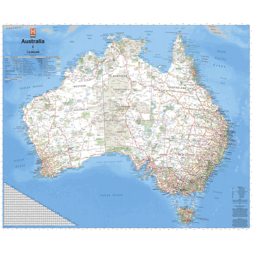 Hema Australia Wall Map - Handy 745 x 620 mm - Laminated Paper