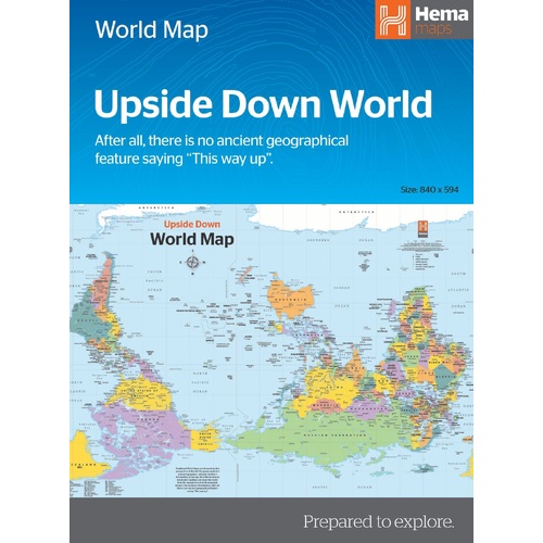 Hema Upside Down World Map - 840 x 594 mm, Folded in Envelope