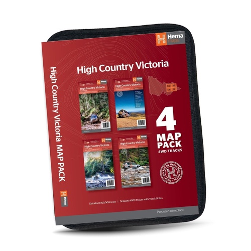 Hema The Victorian High Country Map Pack - 4 Maps 1:100,000 with Map Wallet