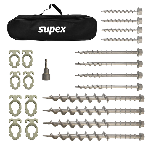 Supex Deluxe Alloy Screw-In Peg Kit | 12 Pegs