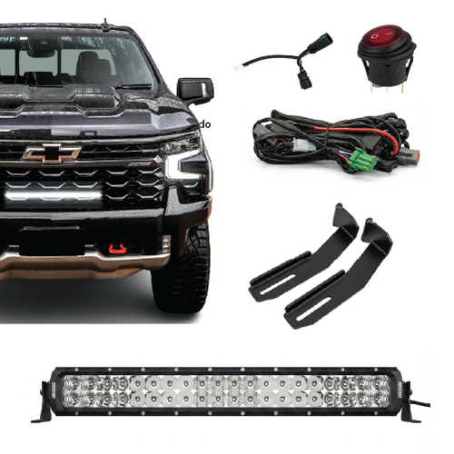 Chevrolet Silverardo 1500 2022+ Dual Row Behind-Grille Light Bar Kit