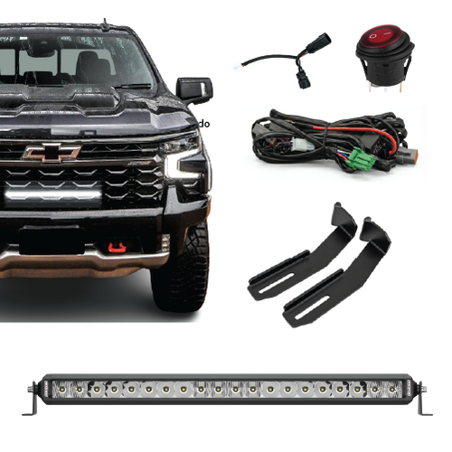 Chevrolet Silverardo 1500 2022+ Single Row Behind-Grille Light Bar Kit