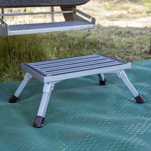 Supex Metal Caravan Step | Grey | Folding Legs