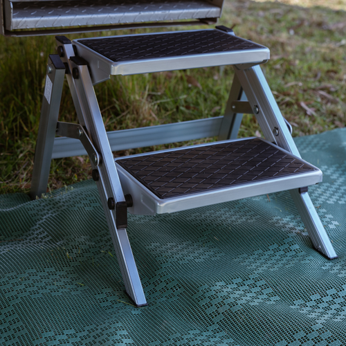 Supex Two Stage Aluminium Caravan Step | Silver