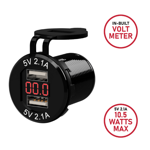 Twin USB Type A 4.2 Amp with QC 3.0  & Volt Meter